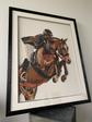 Riding Horse Collage Art with Black PS Frame