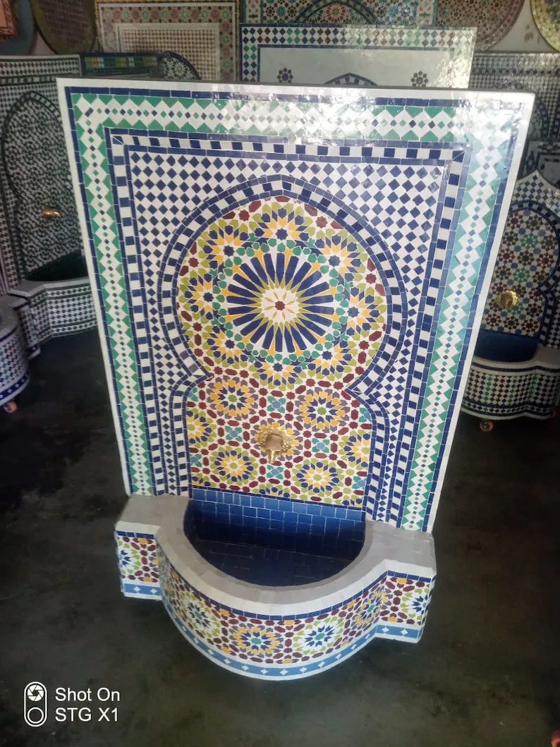 Handcrafted Moroccan Mosaic Tile Water Fountain