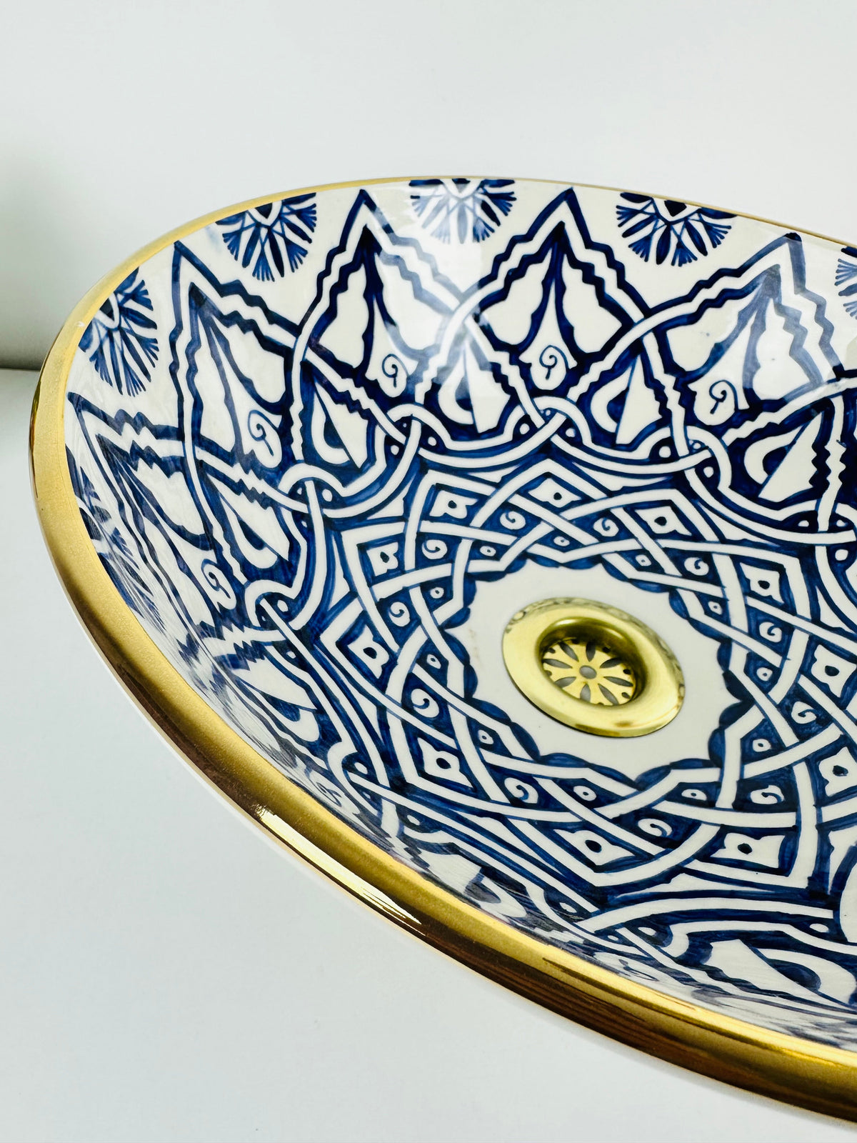 14k rimmed basin for Bathroom - Luxury countertop washbasin blue