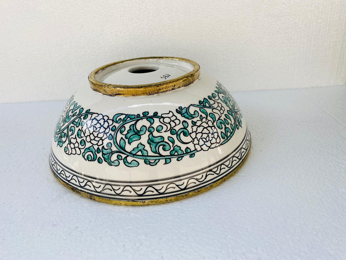 bathroom sink Brushed Solid Brass Rimmed Basin -  Basin with Mid-Century Modern - Artisanal Farmhouse London Basin - bathroom ceramic sink