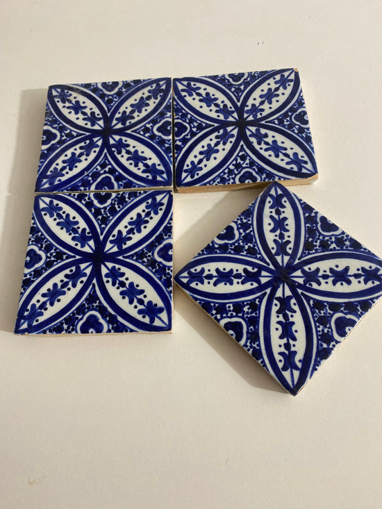Moroccan Ceramic tiles Hand painted floral tiles 4"x4" 100% Handmade for Bathroom Remodeling and kitchen Projects works wall and ground