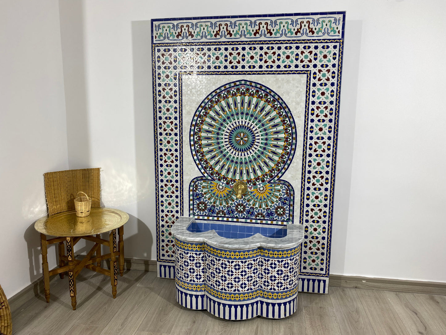 Unique Mosaic Fountain 71"x48" for Outdoor and Indoor Fountain water inside  Moroccan big Mosaic Fountain.