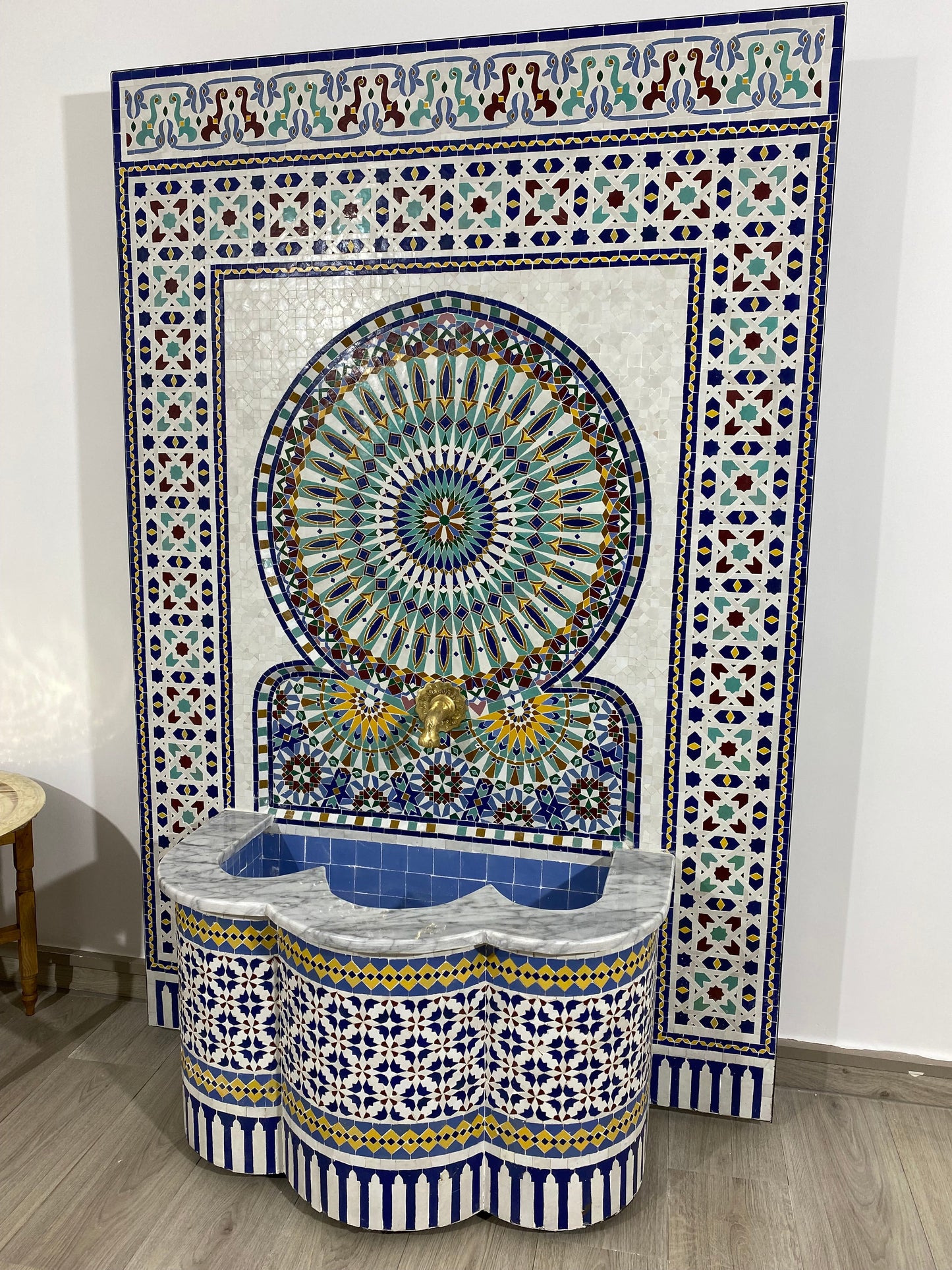 Unique Mosaic Fountain 71"x48" for Outdoor and Indoor Fountain water inside  Moroccan big Mosaic Fountain.