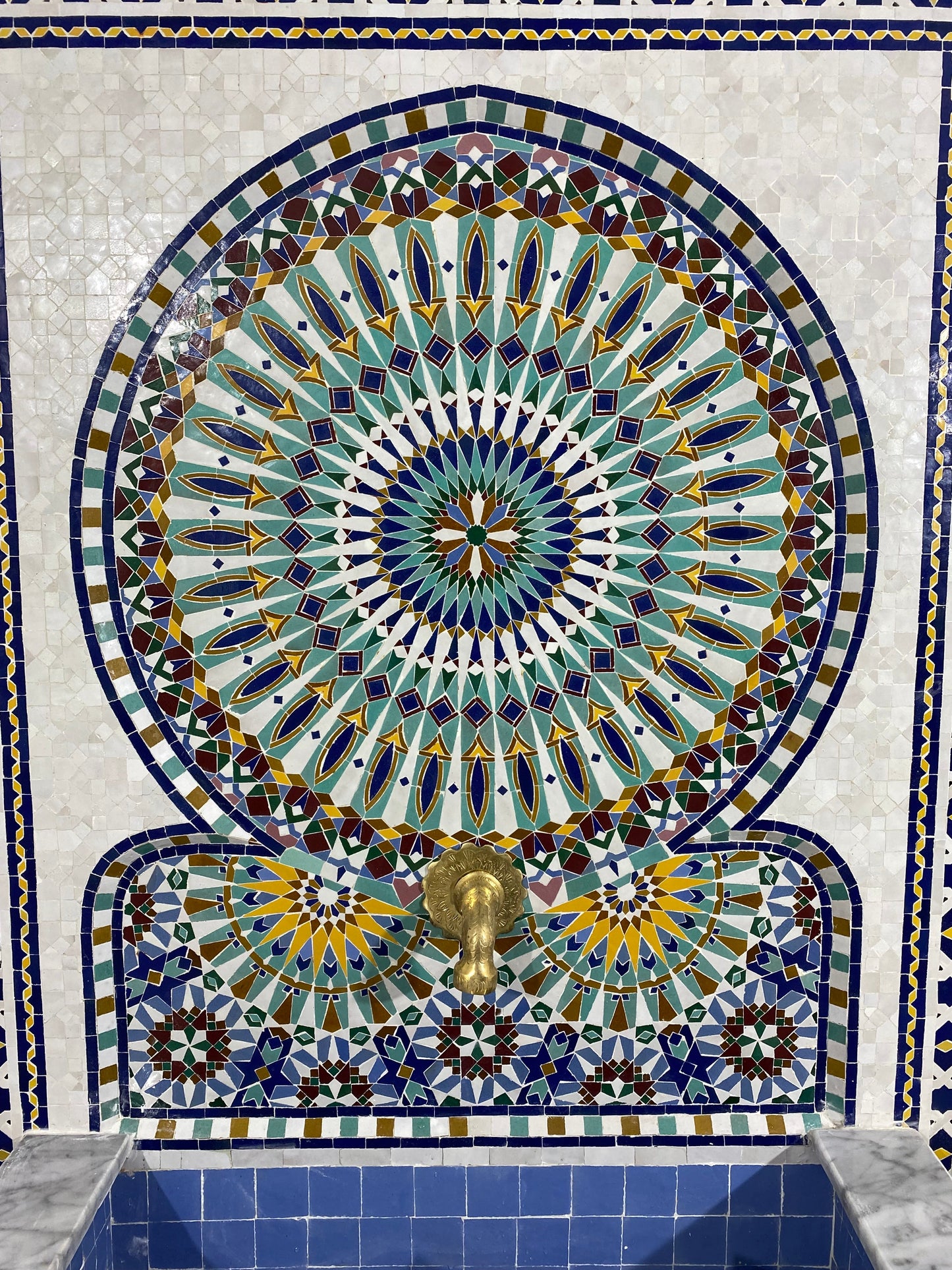 Unique Mosaic Fountain 71"x48" for Outdoor and Indoor Fountain water inside  Moroccan big Mosaic Fountain.
