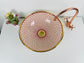 Pink 14 Karat Gold rimmed ceramic sink -  handcrafted bathroom vessel - rose lavatory modern bowl washbasin