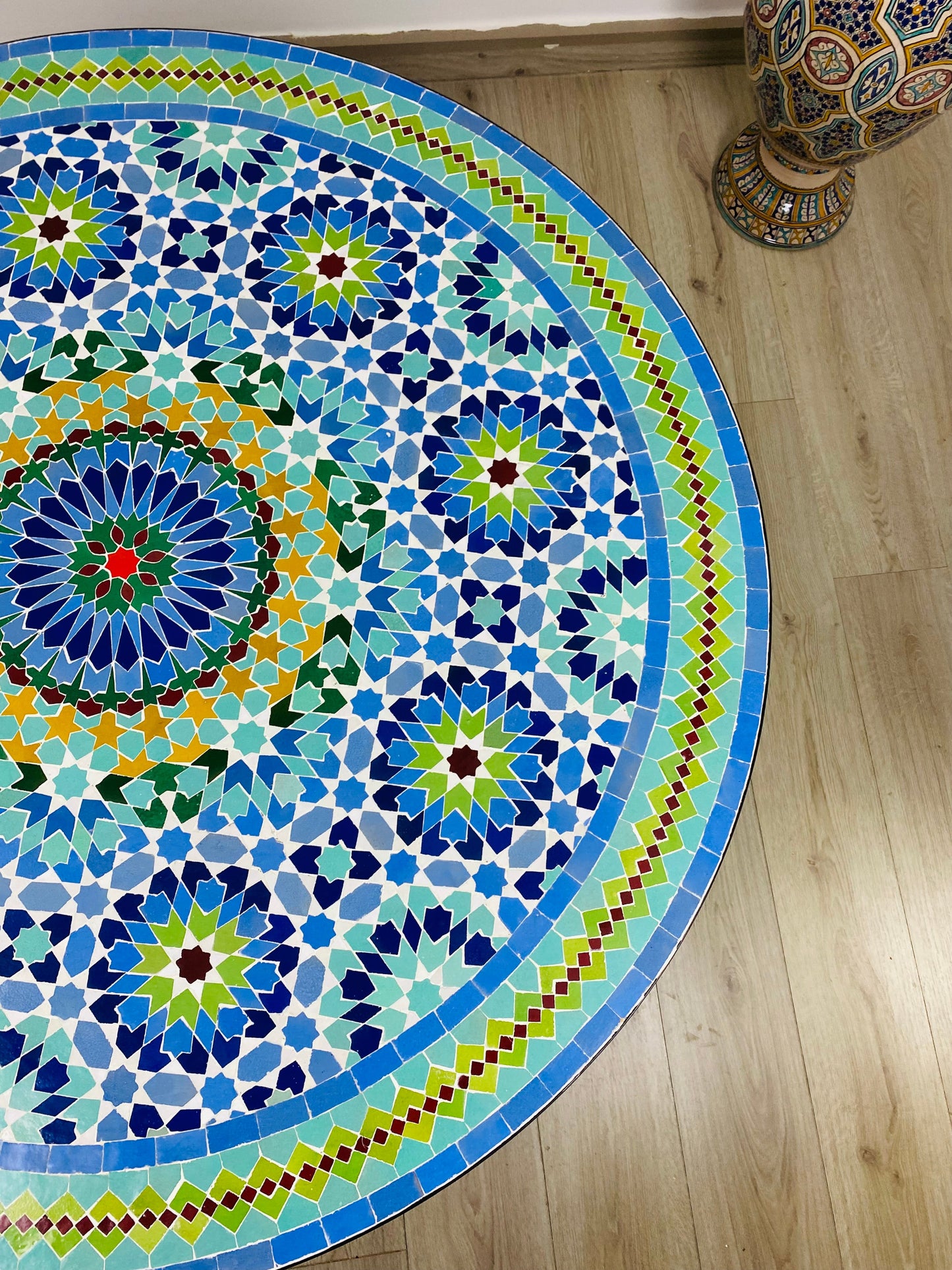 Moroccan Mosaic table round for outdoor and indoor 100% handcrafted mandala design Costume height