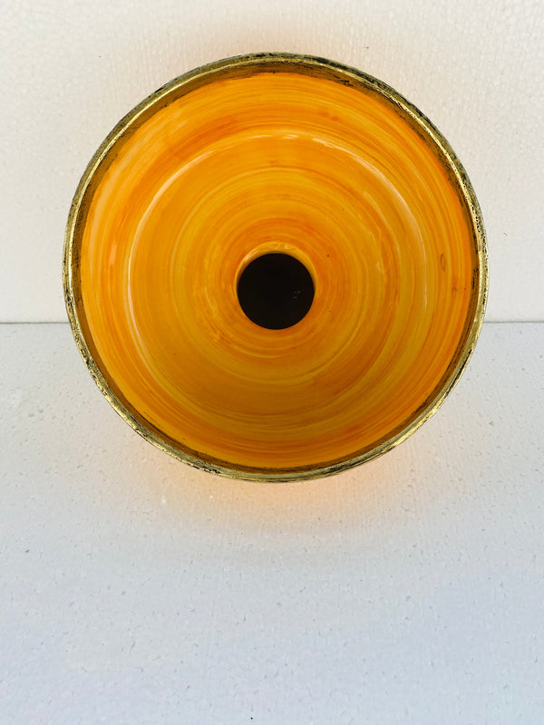 Orange bathroom sink - Brushed Solid Brass Rimmed Basin -  Basin with Mid-Century Modern - blue ceramic sink Artisanal Farmhouse  Basin