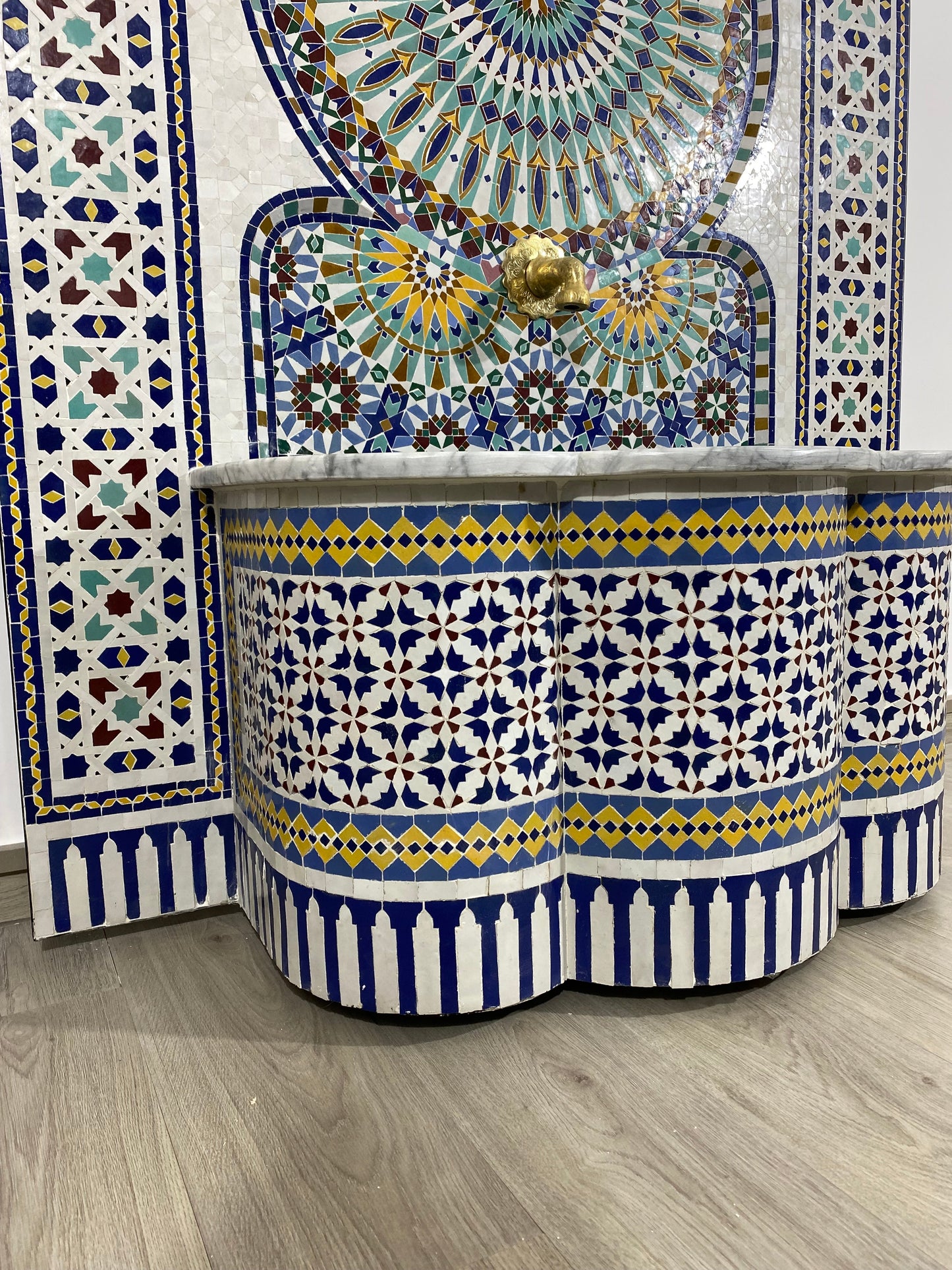 Unique Mosaic Fountain 71"x48" for Outdoor and Indoor Fountain water inside  Moroccan big Mosaic Fountain.
