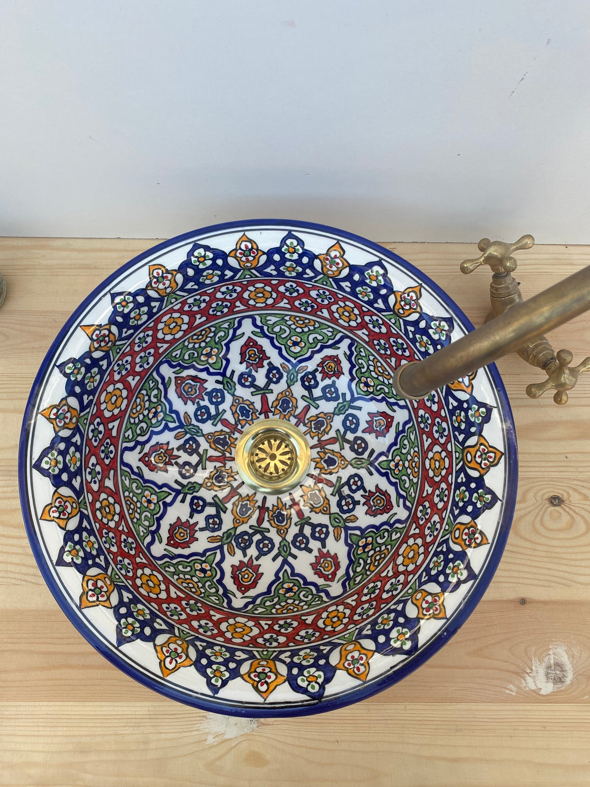 Moroccan Bathroom vessel sink made from ceramic 100% handmade hand painted, Bathroom mid century modern styling