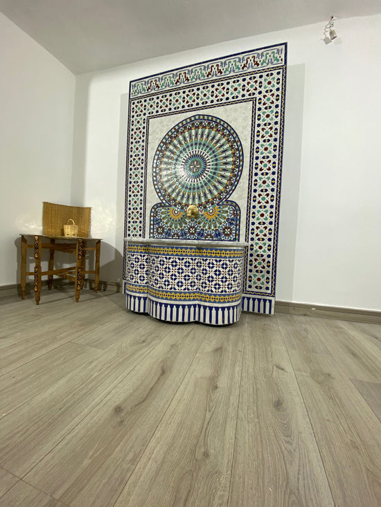 Unique Mosaic Fountain 71"x48" for Outdoor and Indoor Fountain water inside  Moroccan big Mosaic Fountain.