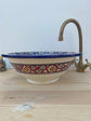 Moroccan Bathroom vessel sink made from ceramic 100% handmade hand painted, Bathroom mid century modern styling