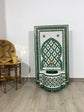 Handmade Moroccan Mosaic Fountain - Traditional Artisanal Water Feature - Handcrafted Islamic Art Fountain - green white Zellige Fountain