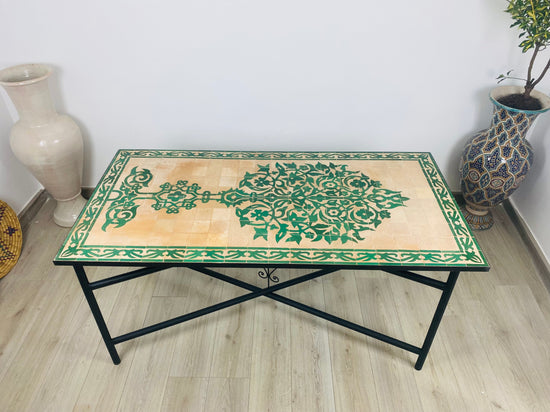 Emerlad Green Dining Mosaic table for outdoor & indoor - tree of life Table made from Moroccan mosaic - family mosaic Table 100% handcrafted