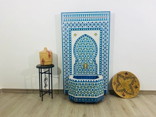 Marrakech Mosaic water feature - Zellige Mosaic water Fountain - Mosaic Fountain 100% handcrafted for indoor/outdoor - mid century modern