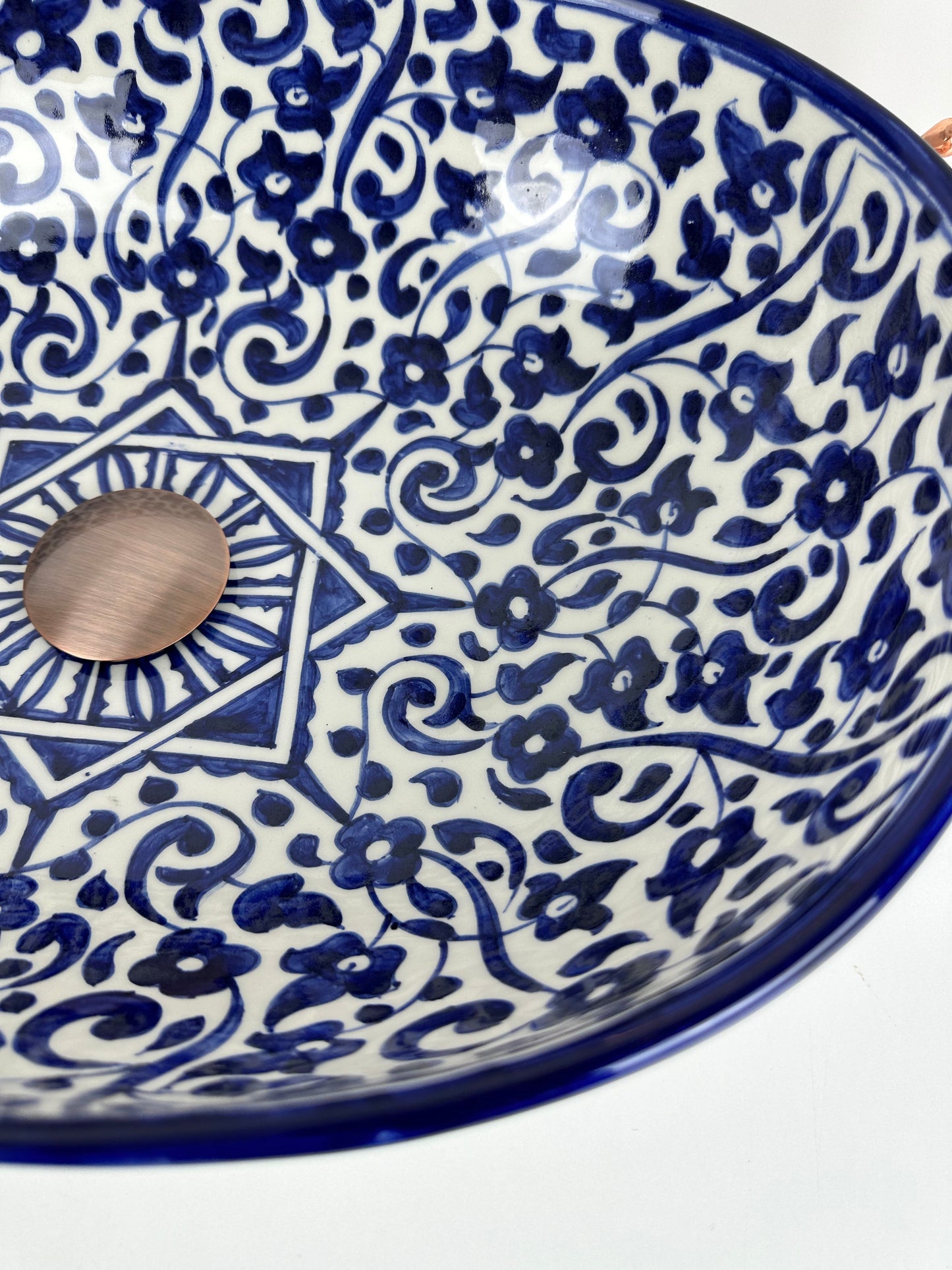 Mid century modern oval blue sink flower - farmehouse bathroom vessel washbasin ovel