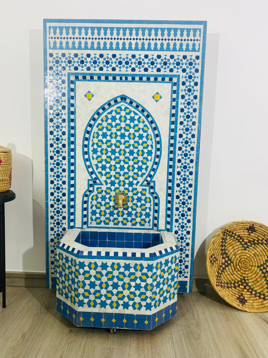 Marrakech Mosaic water feature - Zellige Mosaic water Fountain - Mosaic Fountain 100% handcrafted for indoor/outdoor - mid century modern