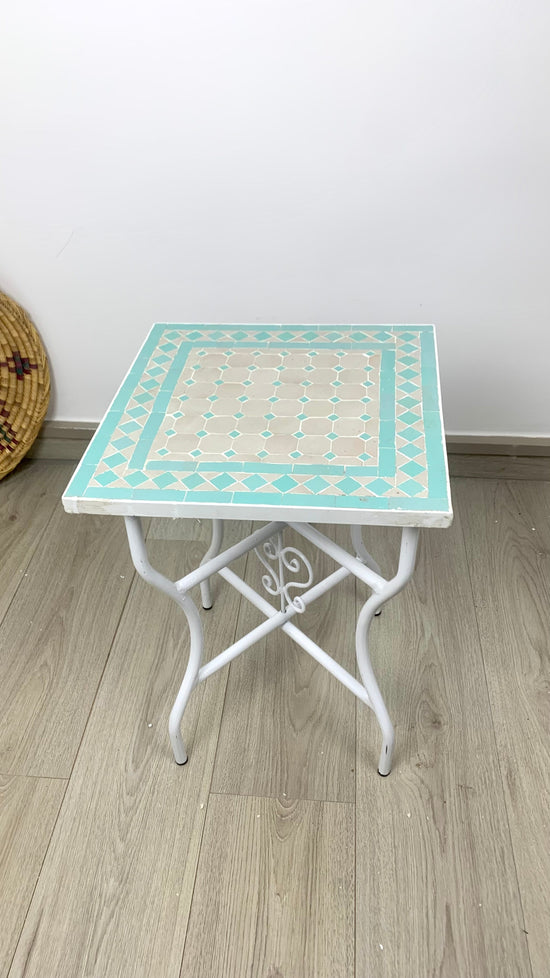 Square table 100% handcrafted Zellige - Mid century mosaic Flair - Mosaic Table for Garden and Indoor - mosaic tiles table top Modern