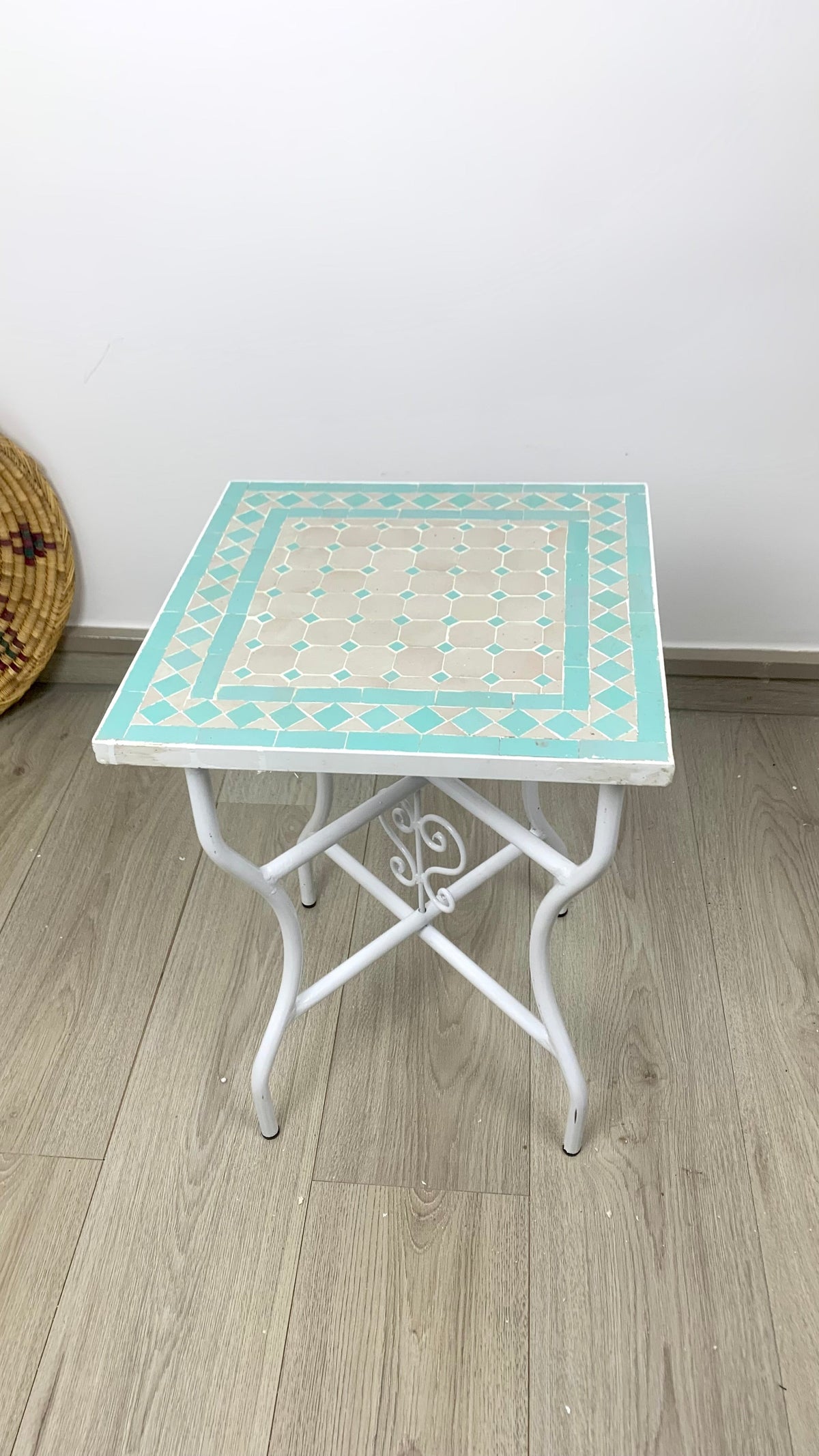 Square table 100% handcrafted Zellige - Mid century mosaic Flair - Mosaic Table for Garden and Indoor - mosaic tiles table top Modern