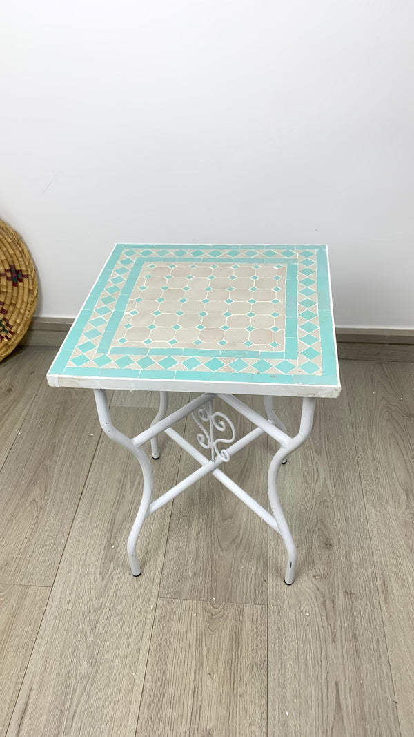 Square table 100% handcrafted Zellige - Mid century mosaic Flair - Mosaic Table for Garden and Indoor - mosaic tiles table top Modern