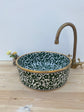 Green Bathroom vessel sink made from ceramic 100% handmade hand painted, ceramic sink decor built with mid century modern styling