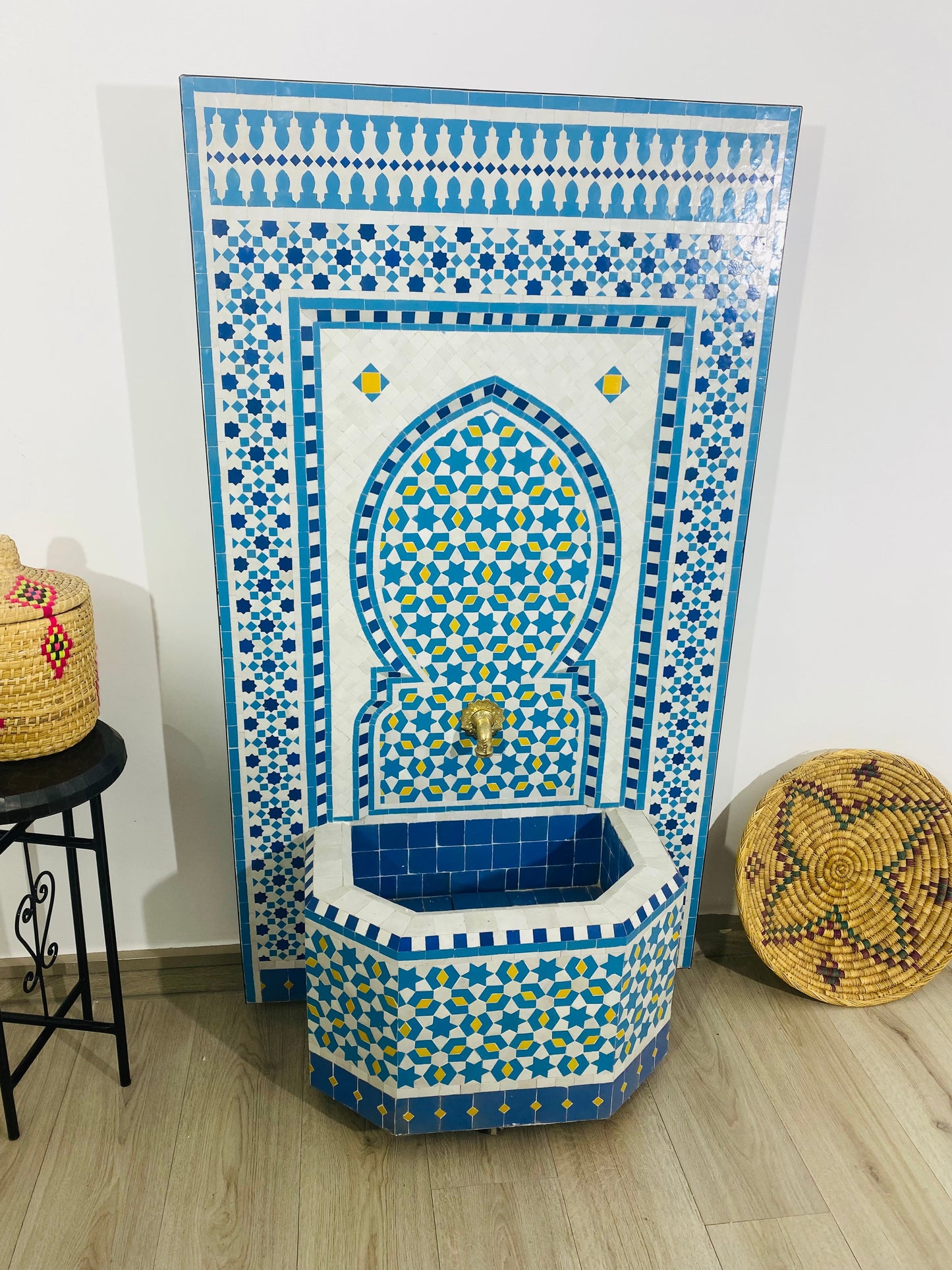 Marrakech Mosaic water feature - Zellige Mosaic water Fountain - Mosaic Fountain 100% handcrafted for indoor/outdoor - mid century modern