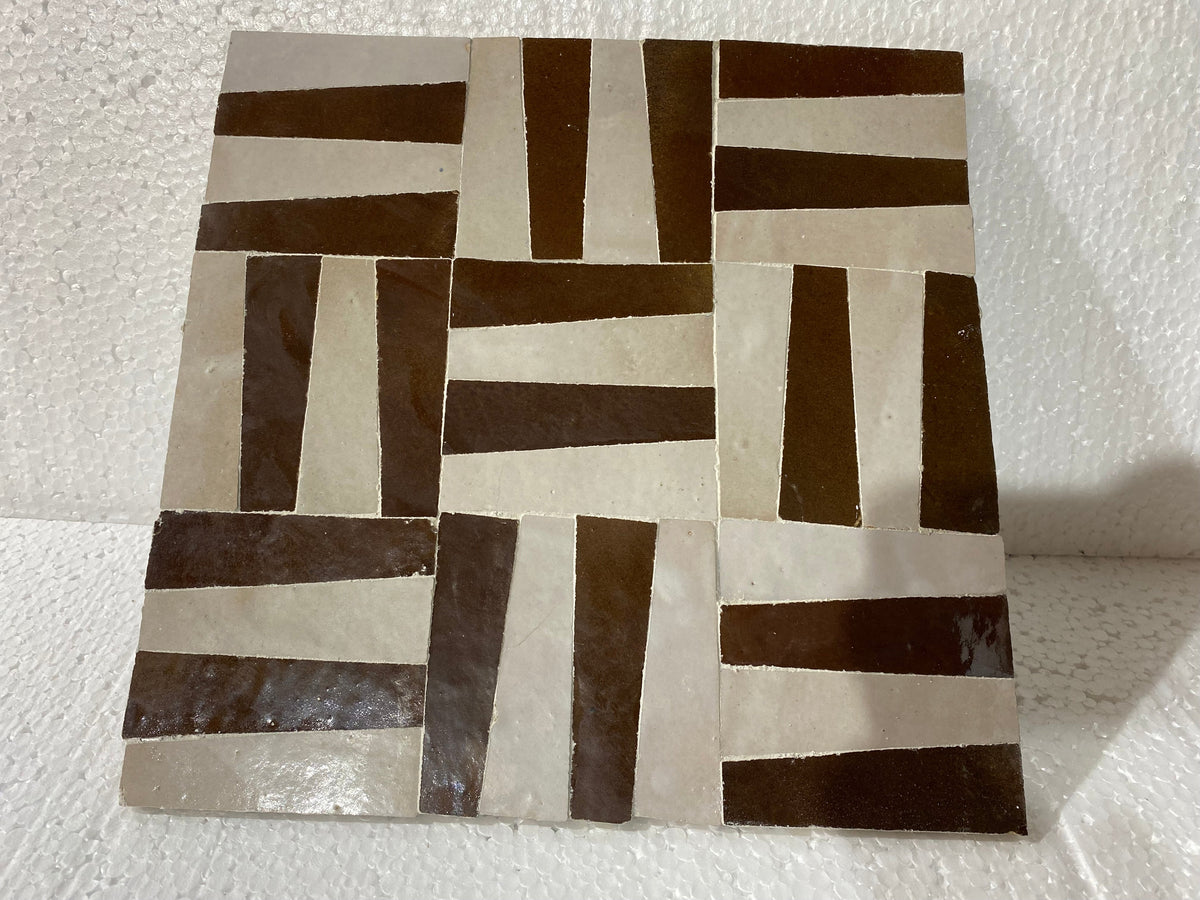 12"×12" Handmade Moroccan Zellige - Natural Blue or Brown Zellige - Fez Handmade-  Moroccan Zellige .