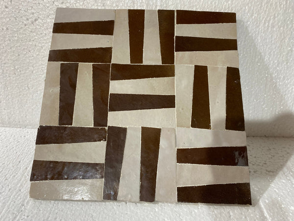 12"×12" Handmade Moroccan Zellige - Natural Blue or Brown Zellige - Fez Handmade-  Moroccan Zellige .