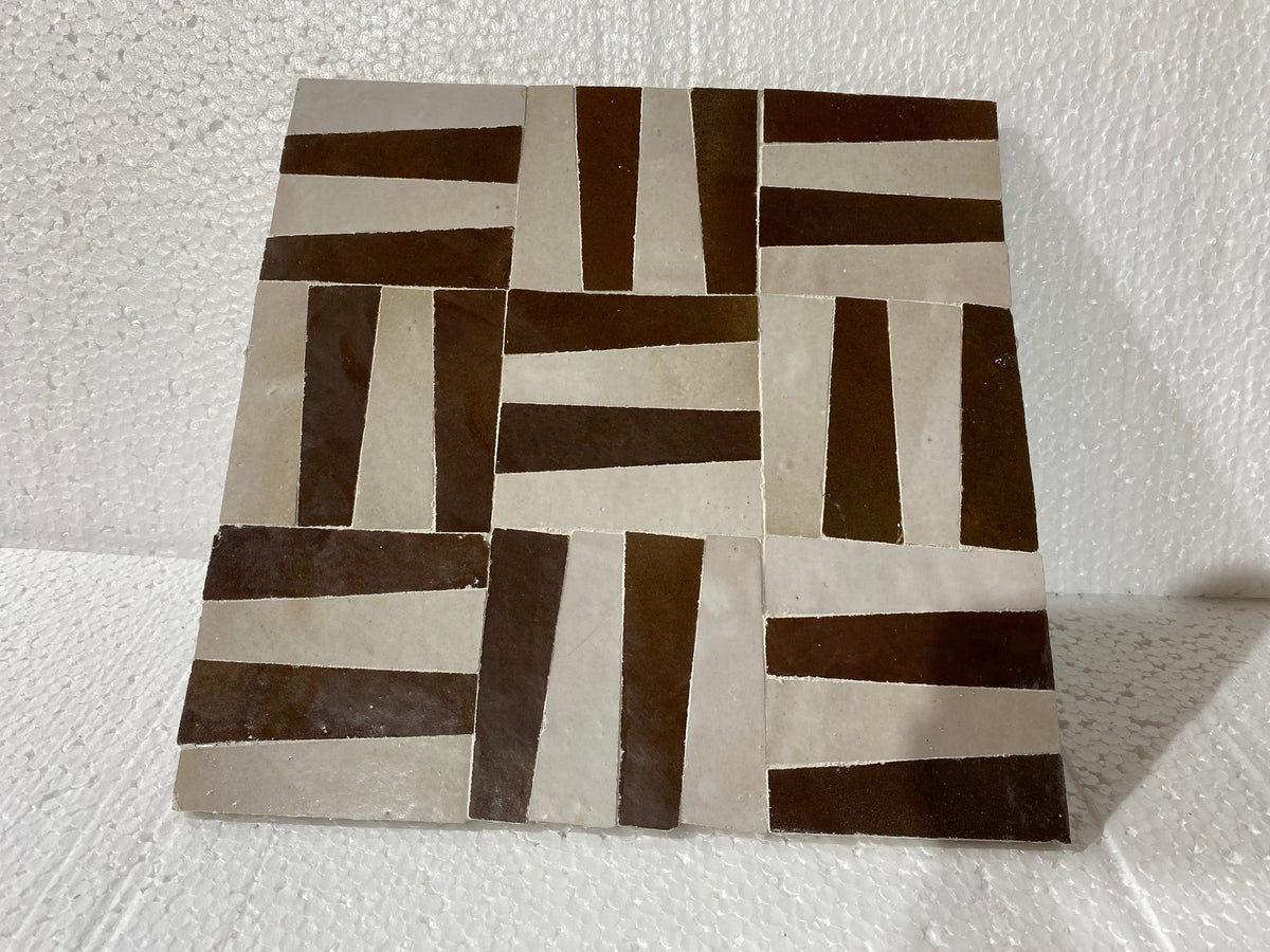 12"×12" Handmade Moroccan Zellige - Natural Blue or Brown Zellige - Fez Handmade-  Moroccan Zellige .