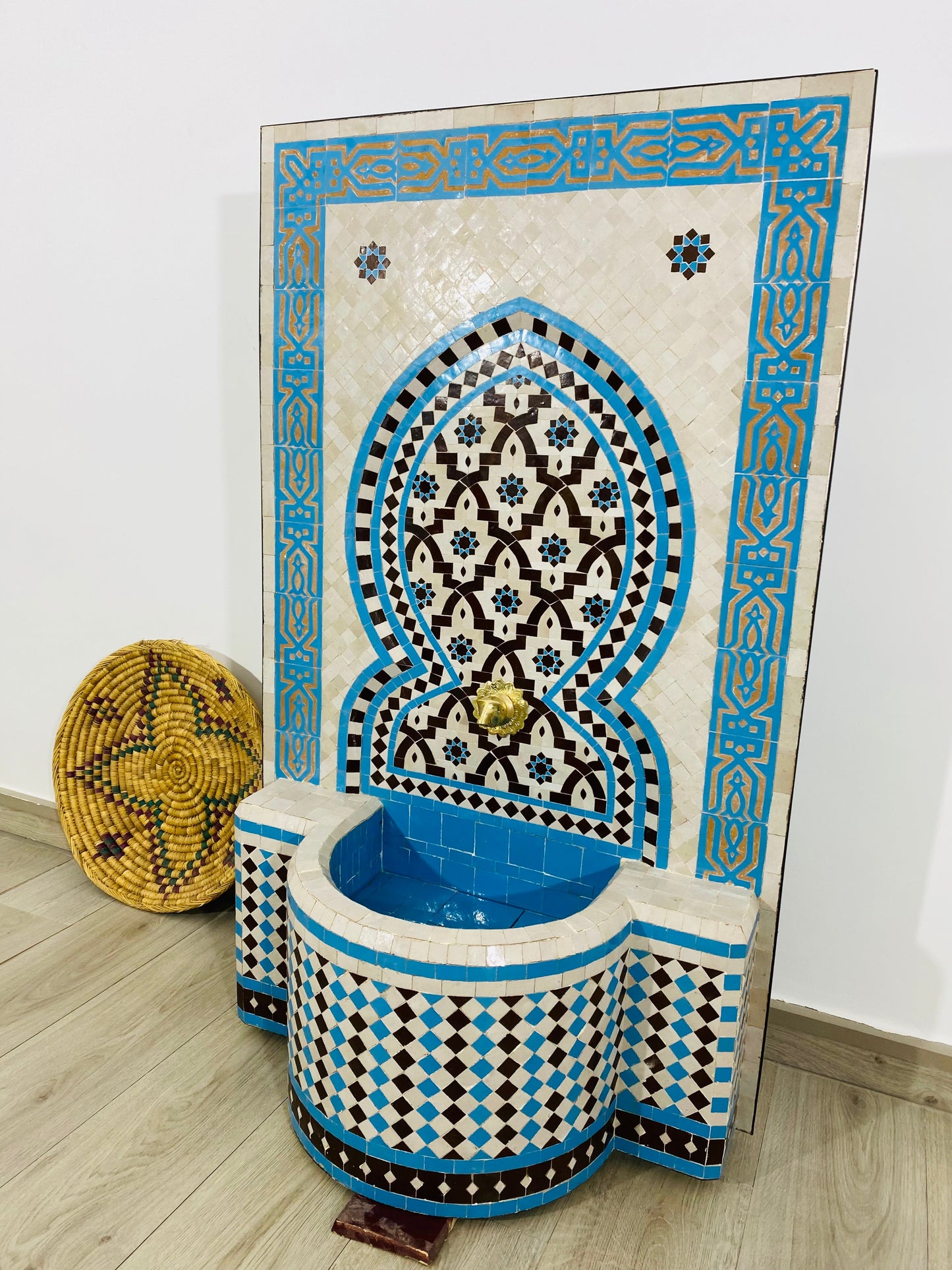 Custom Mosaic Fountai for Outdoor/Indoor -  Mid Century Fountain water inside Modern Flair - Moroccan Hung or Floor Fountain