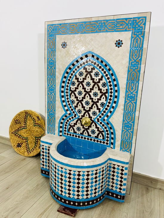 Custom Mosaic Fountai for Outdoor/Indoor -  Mid Century Fountain water inside Modern Flair - Moroccan Hung or Floor Fountain