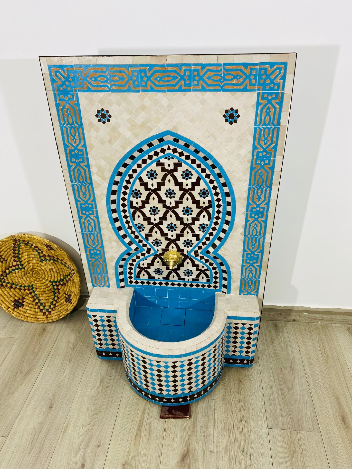 Custom Mosaic Fountai for Outdoor/Indoor -  Mid Century Fountain water inside Modern Flair - Moroccan Hung or Floor Fountain
