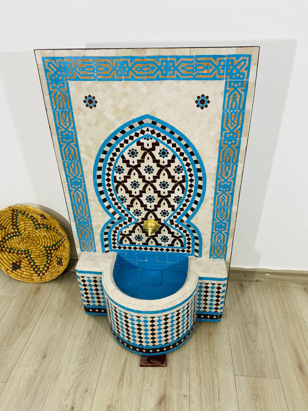 Custom Mosaic Fountai for Outdoor/Indoor -  Mid Century Fountain water inside Modern Flair - Moroccan Hung or Floor Fountain