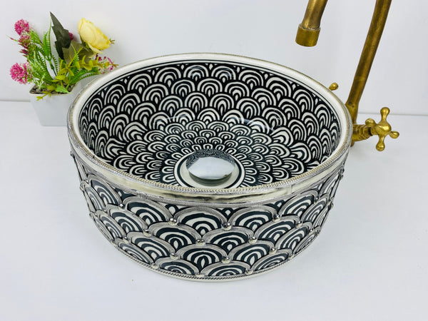 Brushed Solid bathroom Basin silver - modern sink with Mid-Century bathroom Flair - Artisanal Farmhouse  Basin