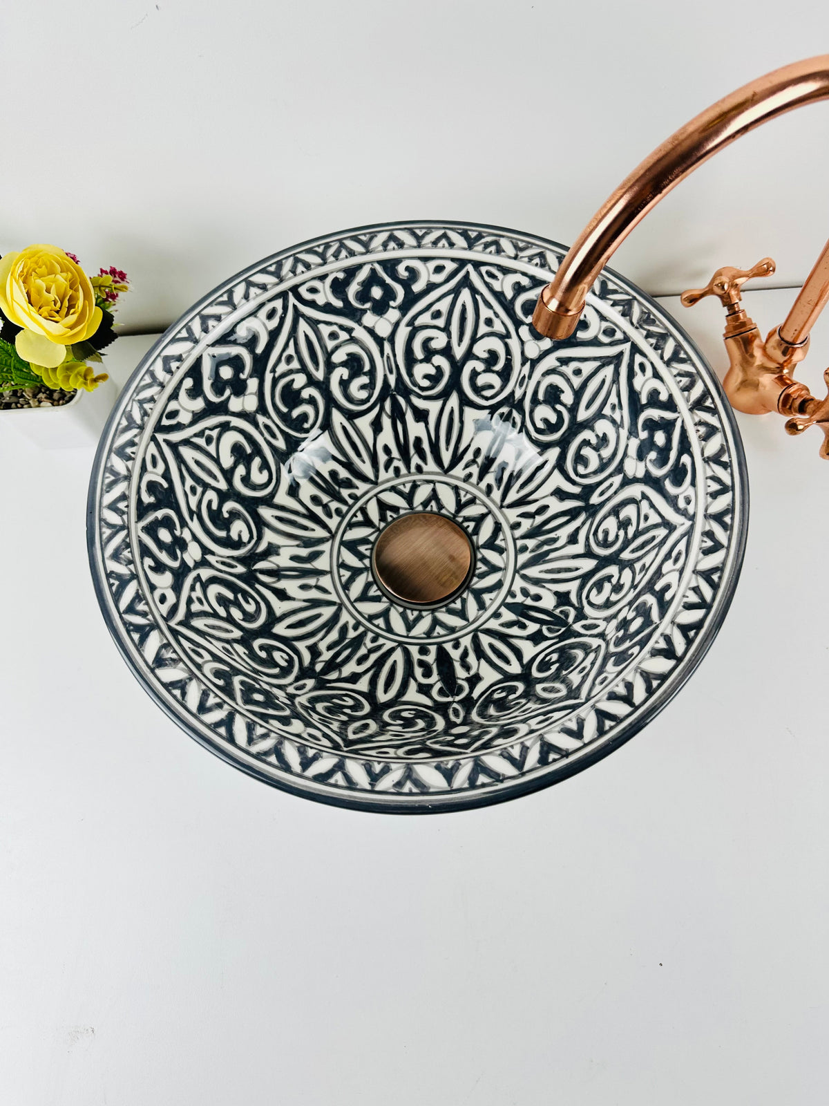 Modern Bathroom black vessel sink - washbasin ceramic 100% handmade minimalist - ceramic basin decor built with mid century modern Flair