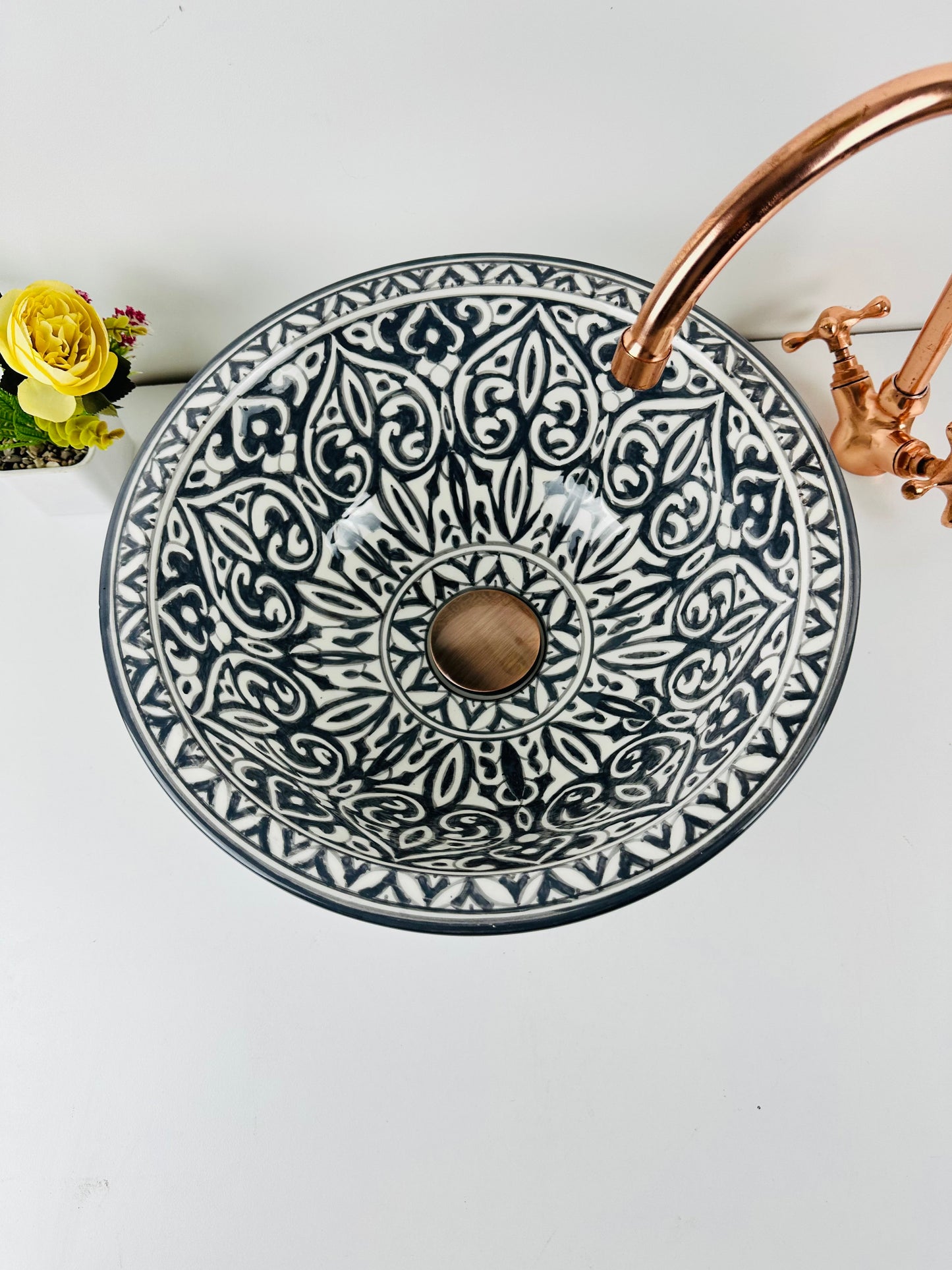 Modern Bathroom black vessel sink - washbasin ceramic 100% handmade minimalist - ceramic basin decor built with mid century modern Flair