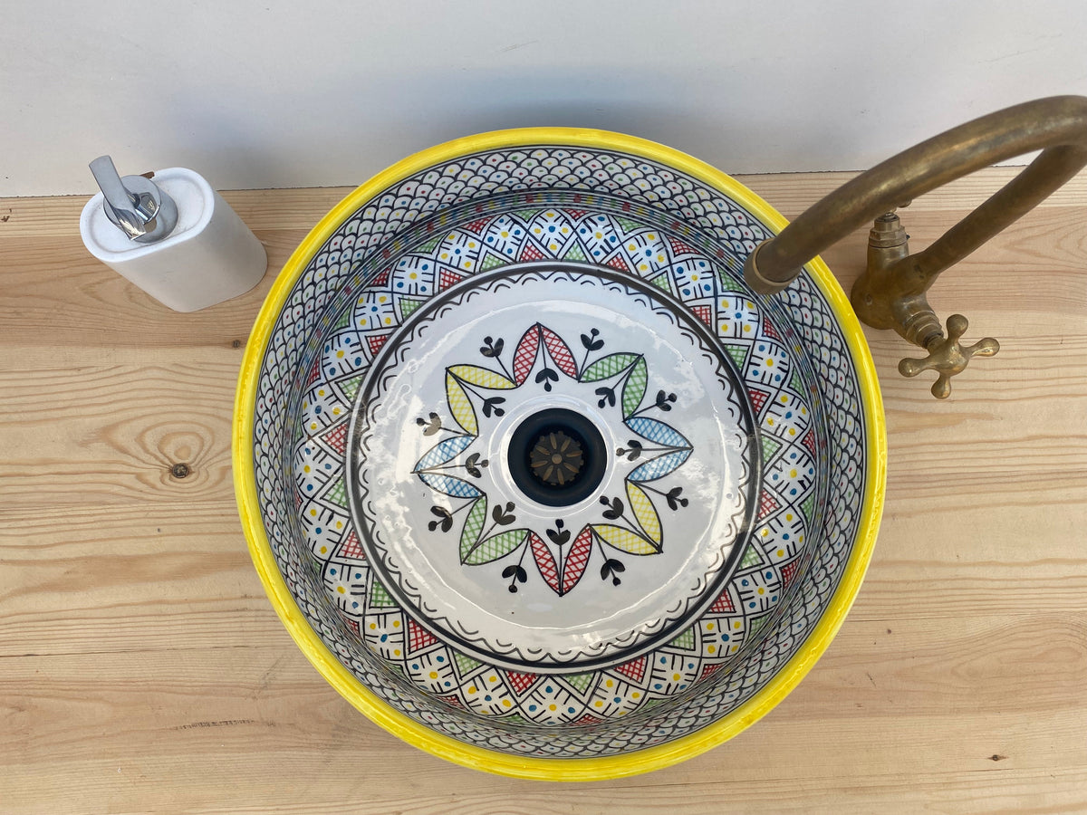 Bathroom vessel sink - modern handmade bathroom - countertop washbasin - mid century modern bathroom - free gift solid drain
