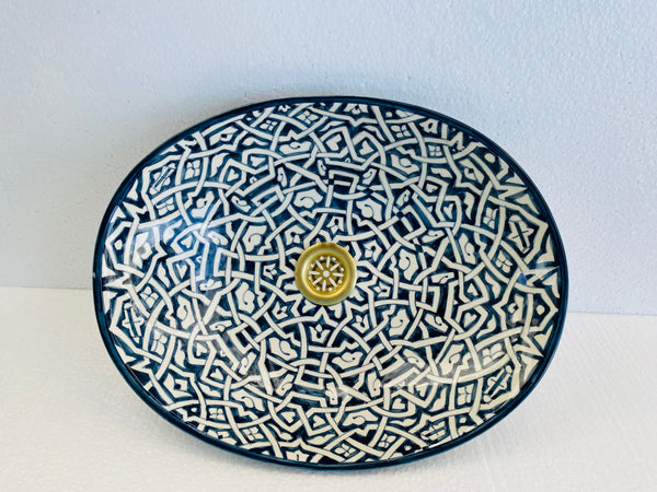 oval bathroom vessel sink - 100% handmade & hand painted - modern ceramic sink decor oval