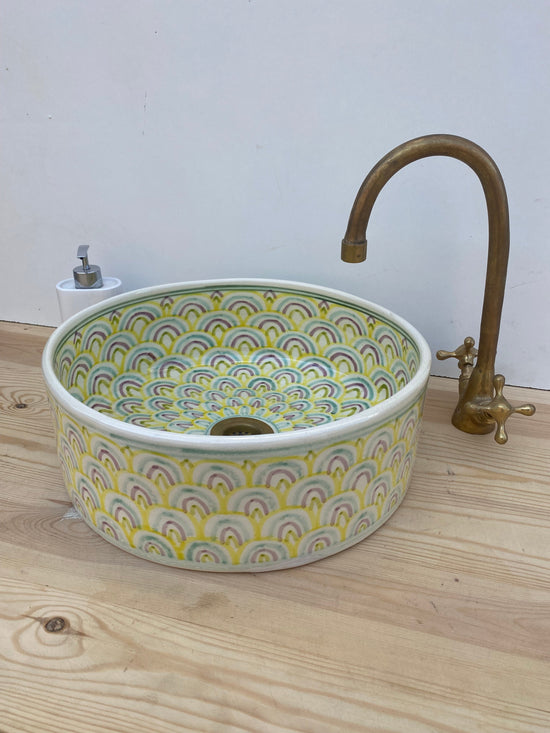 Bathroom vessel sink - modern handmade bathroom - countertop washbasin -  mid century modern styling