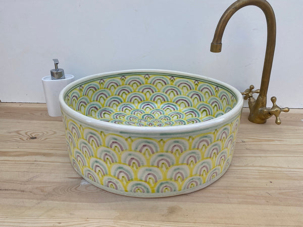 Bathroom vessel sink - modern handmade bathroom - countertop washbasin -  mid century modern styling