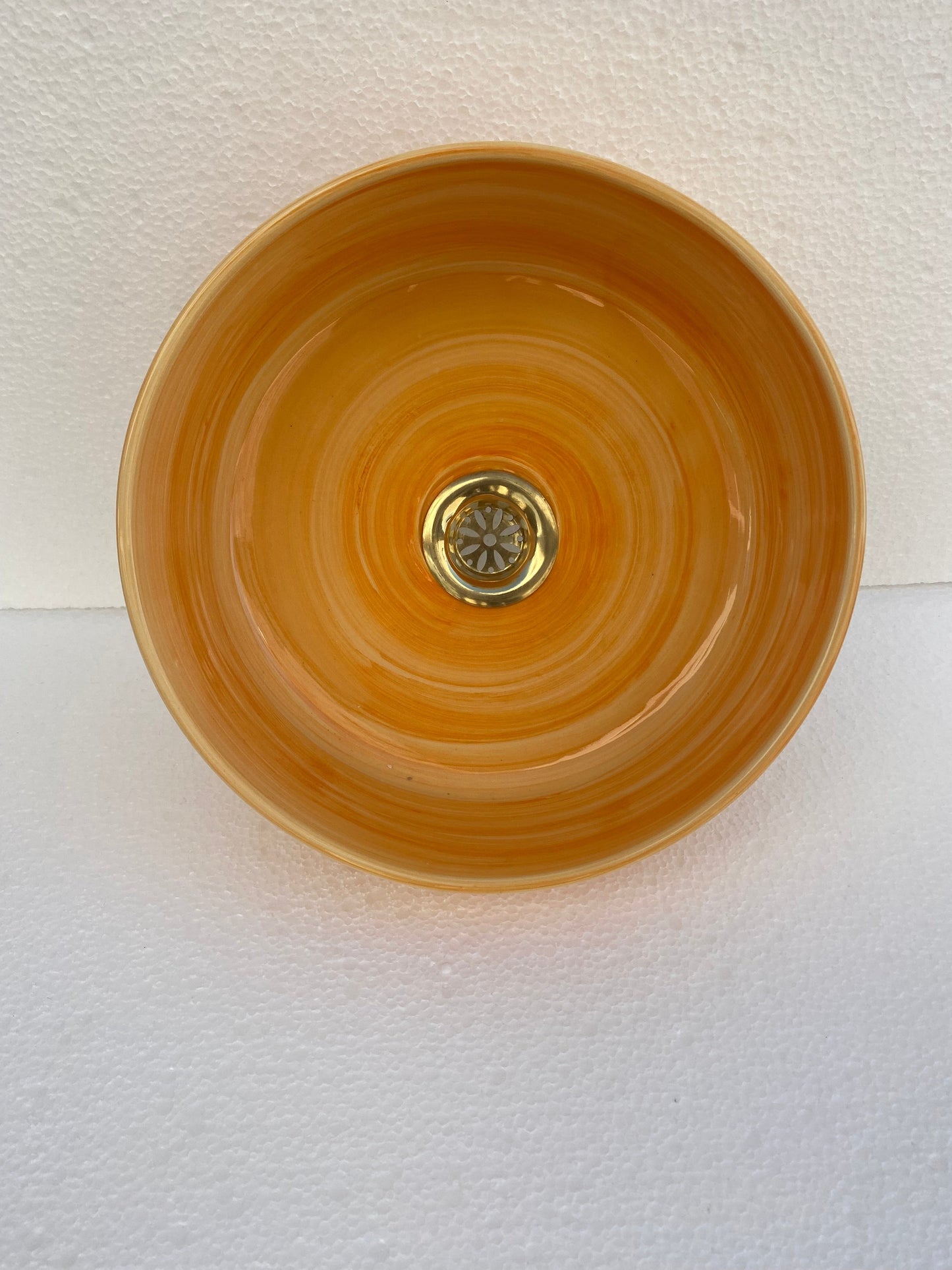 Moroccan bathroom ceramic sink orange 100% handmade hand painted, ceramic sink decor built with mid century modern styling