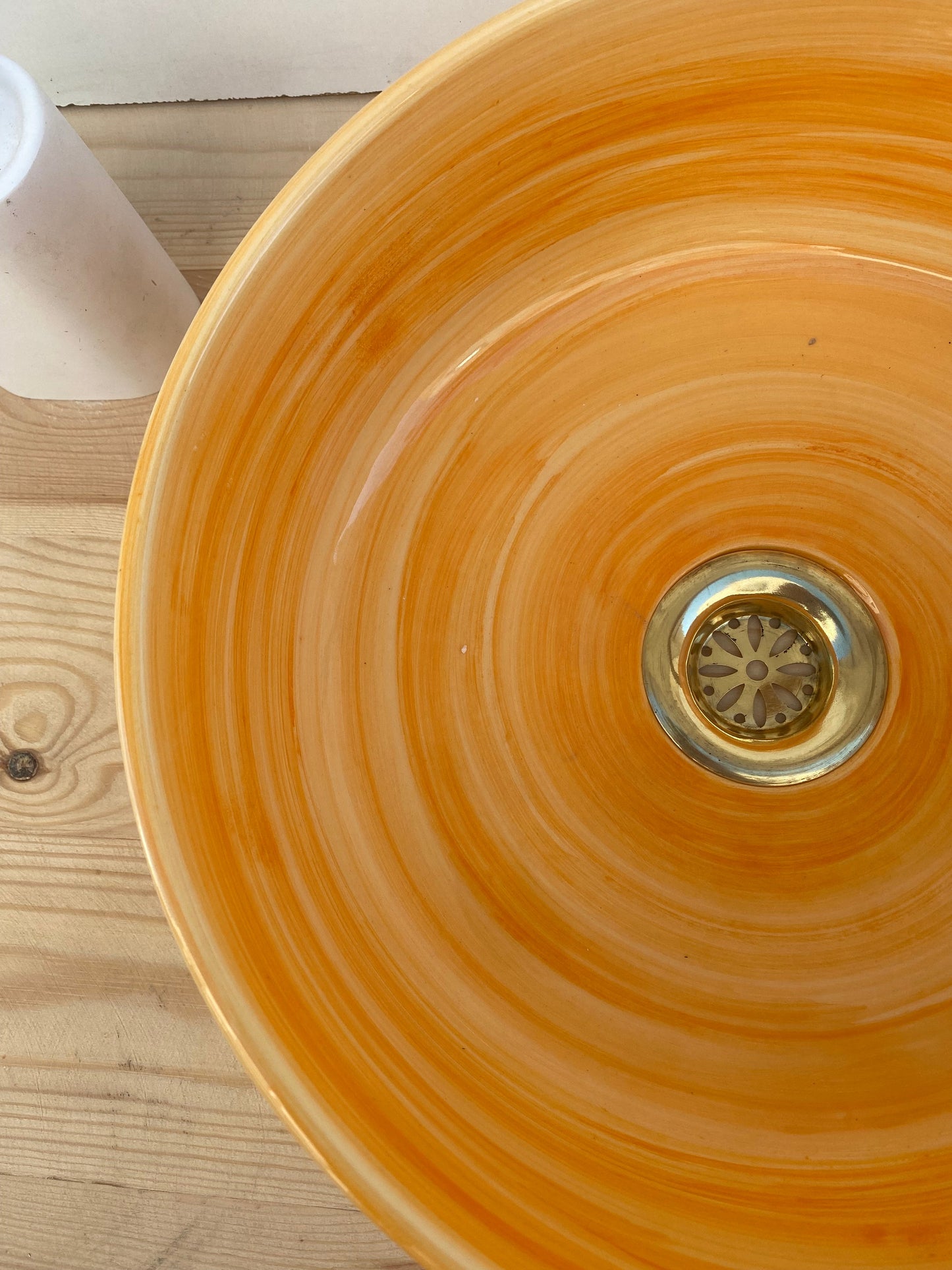 Moroccan bathroom ceramic sink orange 100% handmade hand painted, ceramic sink decor built with mid century modern styling