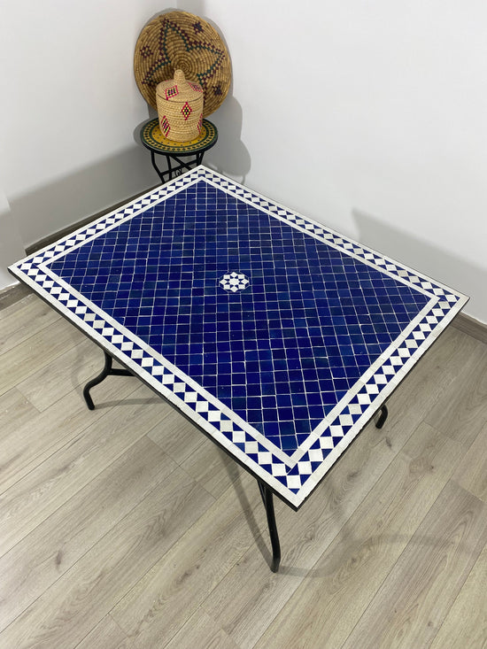 Moroccan blue mosaic Table for outdoor & indoor made Mosaic tiles, 100% handcrafted