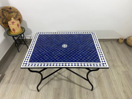 Moroccan blue mosaic Table for outdoor & indoor made Mosaic tiles, 100% handcrafted