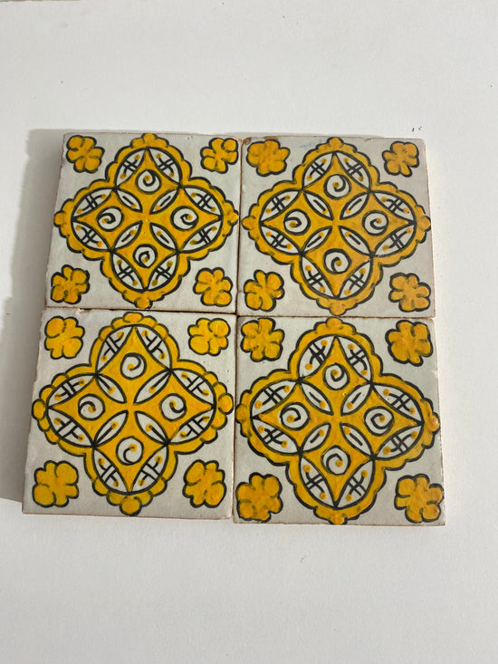 Yellow Ceramic tiles Hand painted tiles 4"x4" 100% for Bathroom Remodeling and kitchen Projects works wall and ground