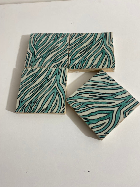 Zebre Ceramic tiles Hand painted 4"x4" 100% Handmade for Bathroom Remodeling and kitchen Projects works wall, ground and pool