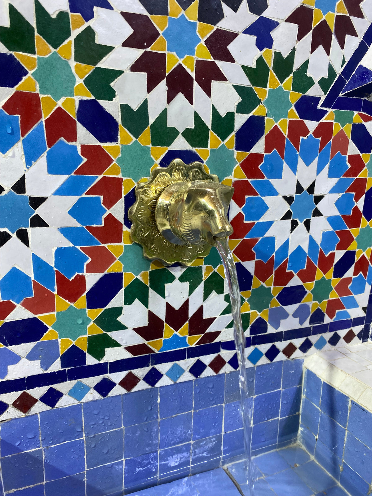 Mosaic Fountain for Outdoor Indoor Mid Century Fountain water inside  Moroccan Mosaic Fountain
