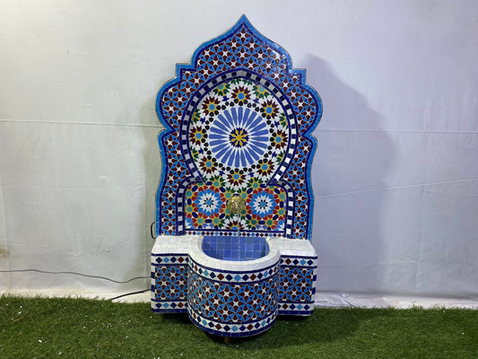 Mosaic Fountain for Outdoor Indoor Mid Century Fountain water inside  Moroccan Mosaic Fountain