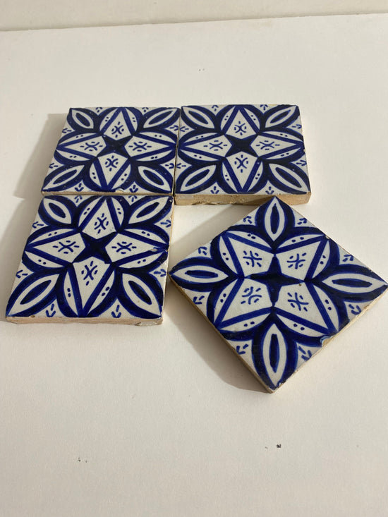 blue and white tiles Hand painted tiles 4"x4" 100% Handmade for Bathroom Remodeling and kitchen Projects works wall, ground and pool