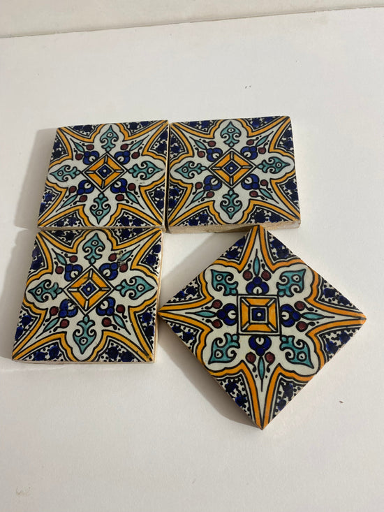 Marrakech Ceramic tiles Hand painted backsplash tiles 4"x4" 100% Handmade for Bathroom Remodeling and kitchen Projects works wall and ground